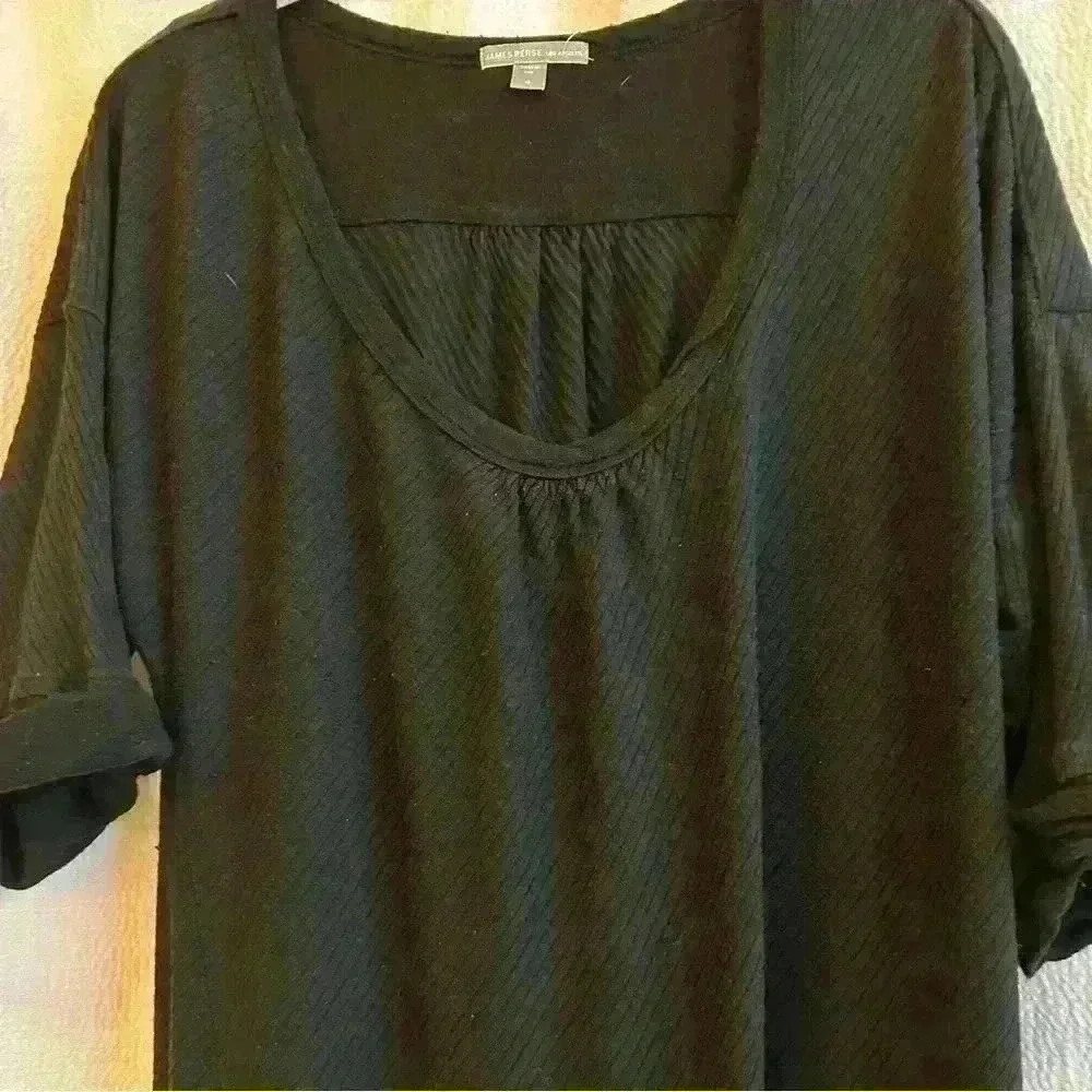 James Perse Short Sleeve Ribbed Knit Twist Dress Angora Blend Black Size‎ 4 - Picture 4 of 4